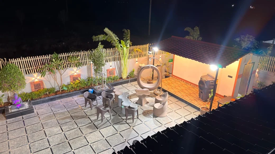 Open courtyard with seating and landscaping